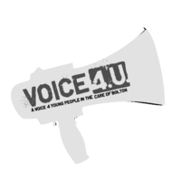 Voice 4 U logo featuring a megaphone design.