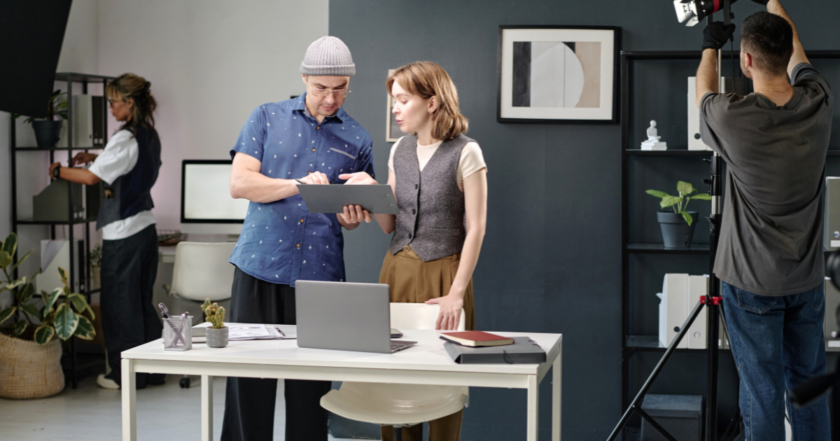 Team planning a DIY product photography setup for e-commerce content creation