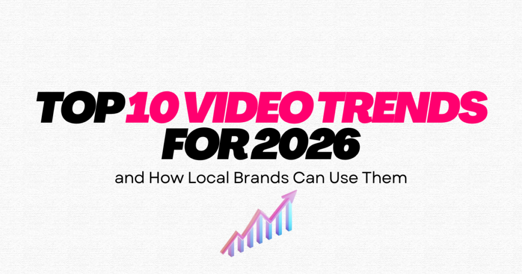 Top 10 video trends for 2026 presentation slide by Title Productions for local brand marketing.