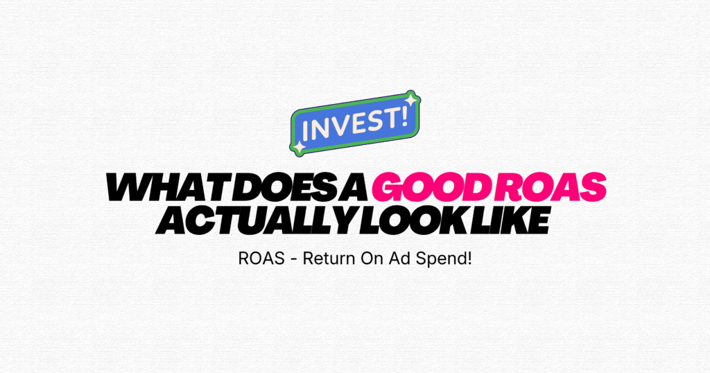 Marketing analytics concept with performance indicators and financial symbols representing return on ad spend and campaign results.