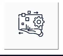 Hand holding digital interface with gear icon representing workflow automation and process management.